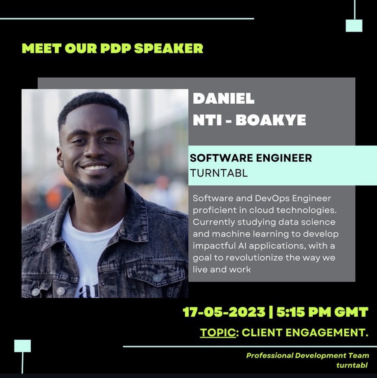 Turntabl professional development session featuring Daniel Nti Boakye